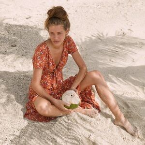 Auguste Agnes Fleur Midi Dress in Rust